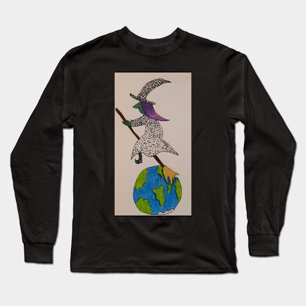 Traveling Witch Long Sleeve T-Shirt by etherealwonders